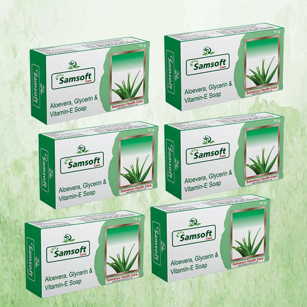 Aloe Vera, Glycerin & Vitamin-E Soap - (Pack of 6)